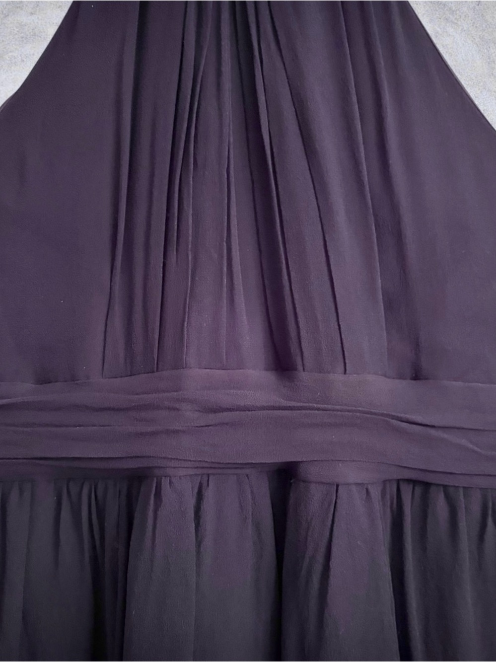 Ann Taylor 100% Silk Halter Dress Navy Sz 6 Tie Neck Pleated Chiffon Formal Mini - Picture 7 of 14